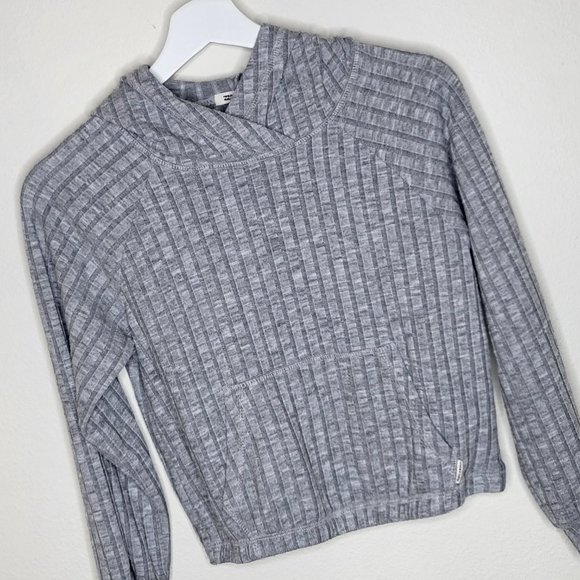 PICK 3 FOR $20 Billabong Ribbed Cropped Pullover Gray Hoodie Pocket/Pouch Size M - Picture 5 of 7